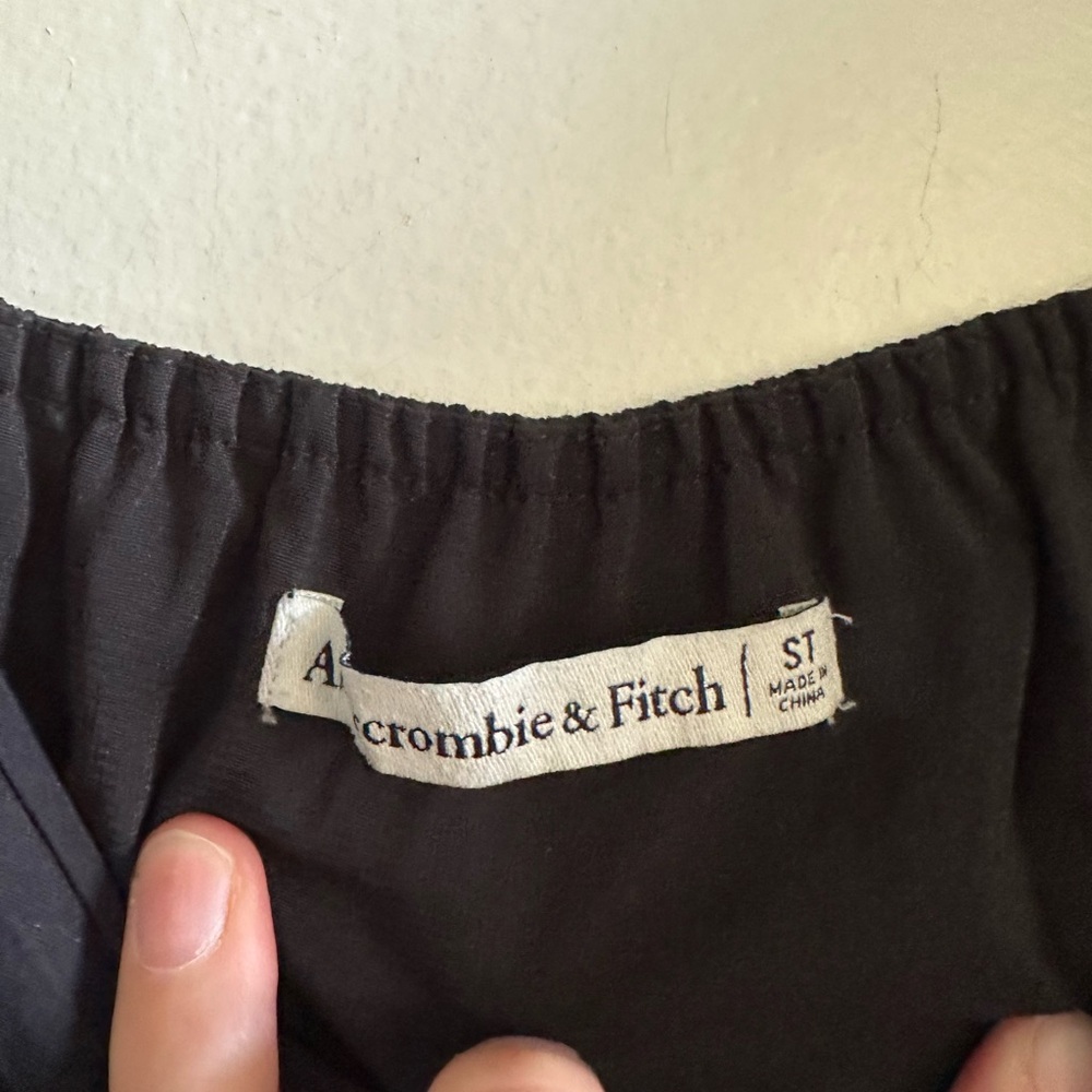 Abercrombie & Fitch Black Angel Sleeve Smocked Waist Mini Dress size ST EUC - Picture 11 of 12